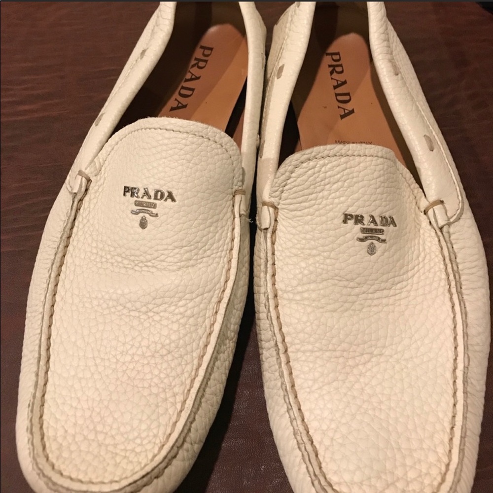 Prada white loafers